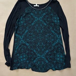 Maurices Black and Teal Long Sleeve Top